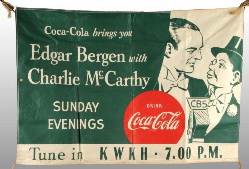 Appraisal: Coca-Cola Bergen McCarthy Canvas Banner Description s Clean and bright