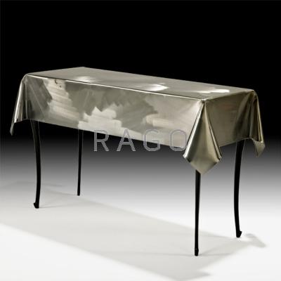 Appraisal: C JERE ARTISAN HOUSE Brushed and enameled steel console table