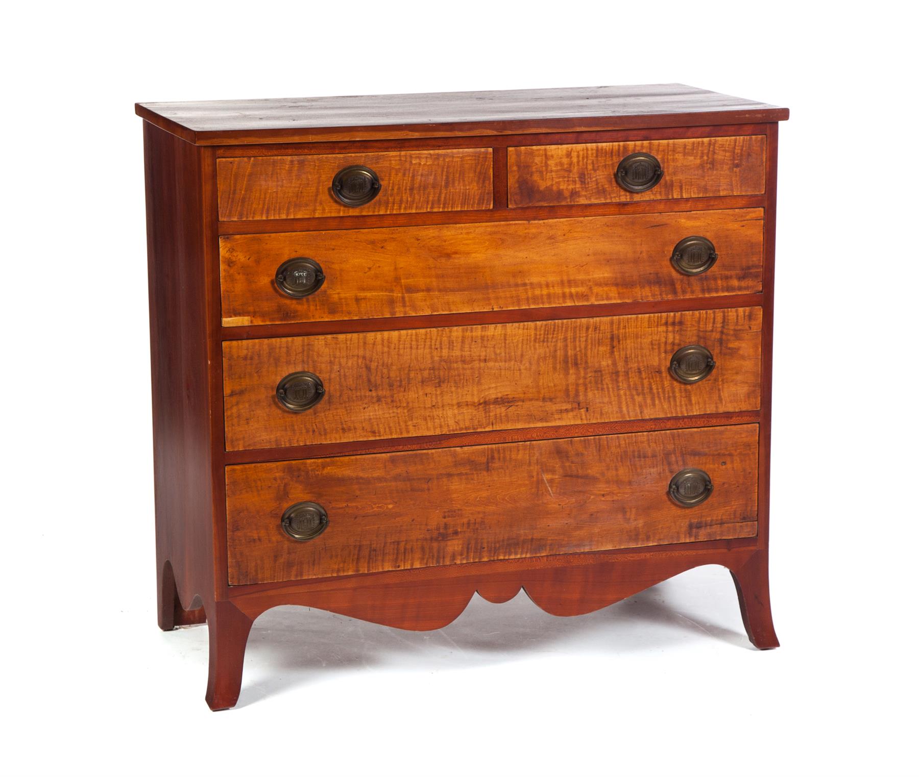 Appraisal: HEPPLEWHITE-STYLE CHEST American th century cherry Case with French feet