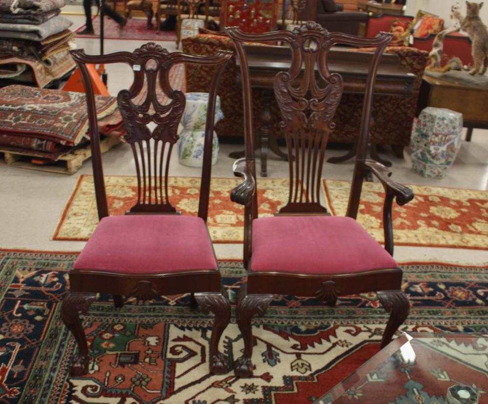 Appraisal: A SET OF EIGHT GEORGE II STYLE MAHOGANY DINING CHAIRS