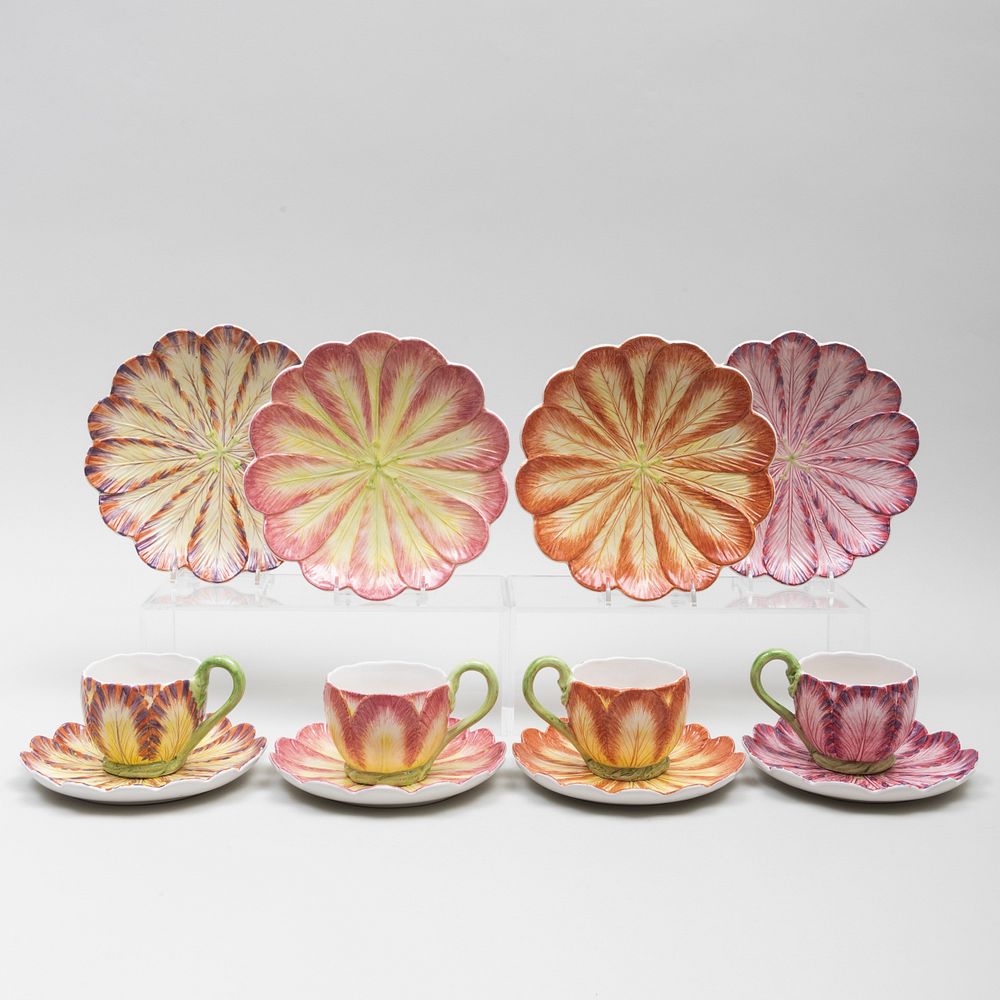 Appraisal: Mottahedeh Ceramic Tulip Form Dessert Service for Four Black printed