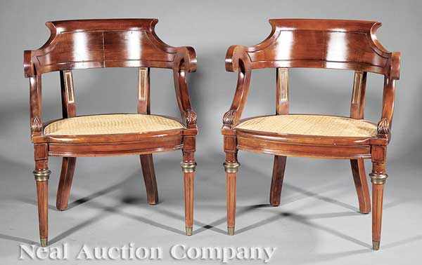 Appraisal: A Pair of Antique Louis Philippe-Style Mahogany Fauteuils de Bureau