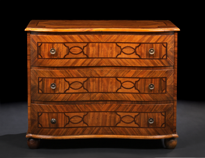 Appraisal: Italian Kingwood and Mahogany Commode the rectangular top banded and