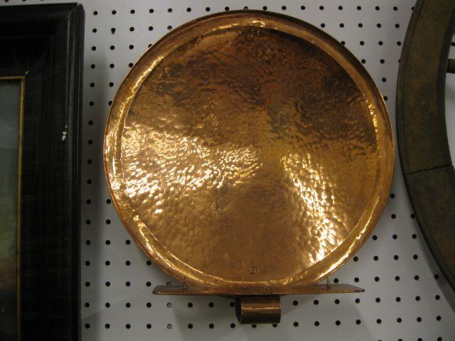 Appraisal: Handhammered Copper Wall Sconces double candle pricks reflector style diameter