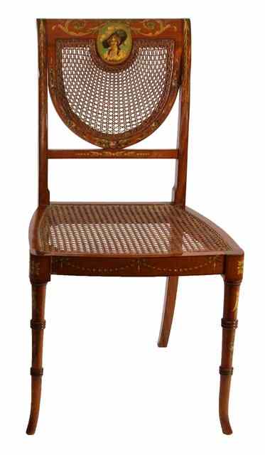 Appraisal: An Adam style painted and decorated satinwood single chair with