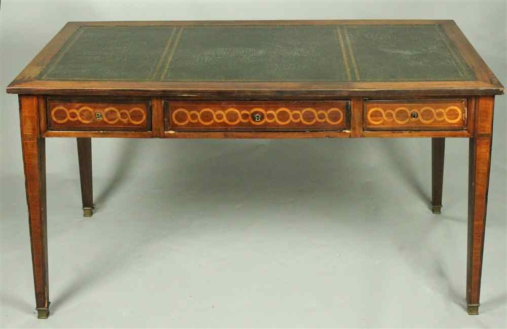 Appraisal: LOUIS XVI STYLE INLAID WRITING DESK the rectangular top with