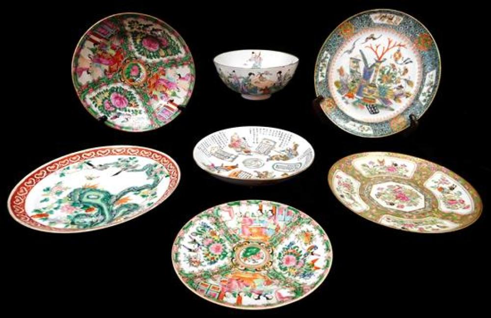 Appraisal: ASIAN Seven Chinese porcelain plates and bowl including Rose Medallion