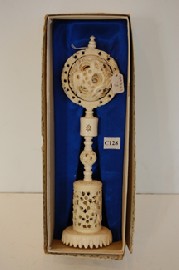 Appraisal: IVORY PUZZLE BALL ON STAND BOXED