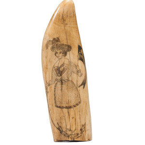 Appraisal: A Scrimshaw Tooth with Depiction of Female Pirate Fanny Campbell