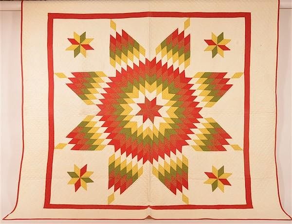 Appraisal: Antique Star Pattern Patchwork Quilt Antique Star Pattern Patchwork Quilt