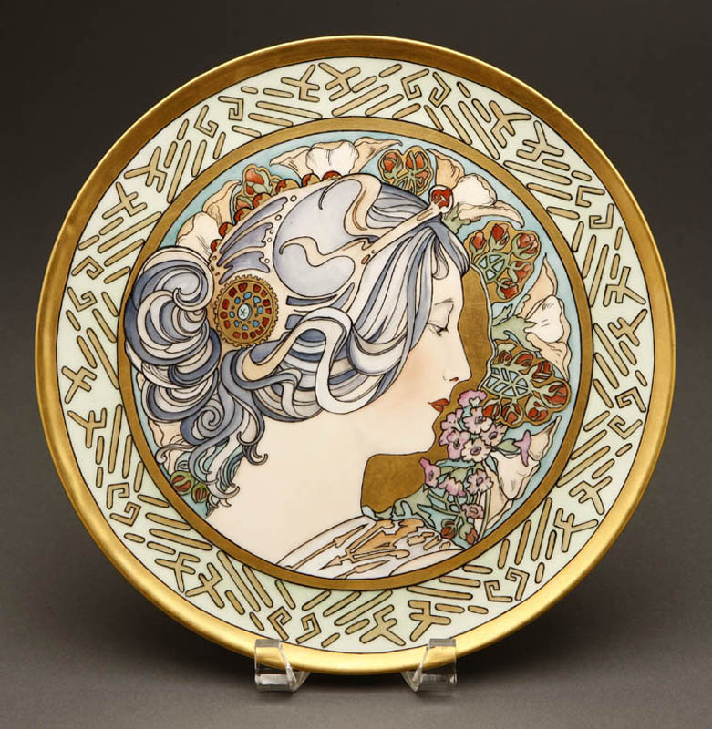 Appraisal: A T V Limoges Art Nouveau cameo plate of a