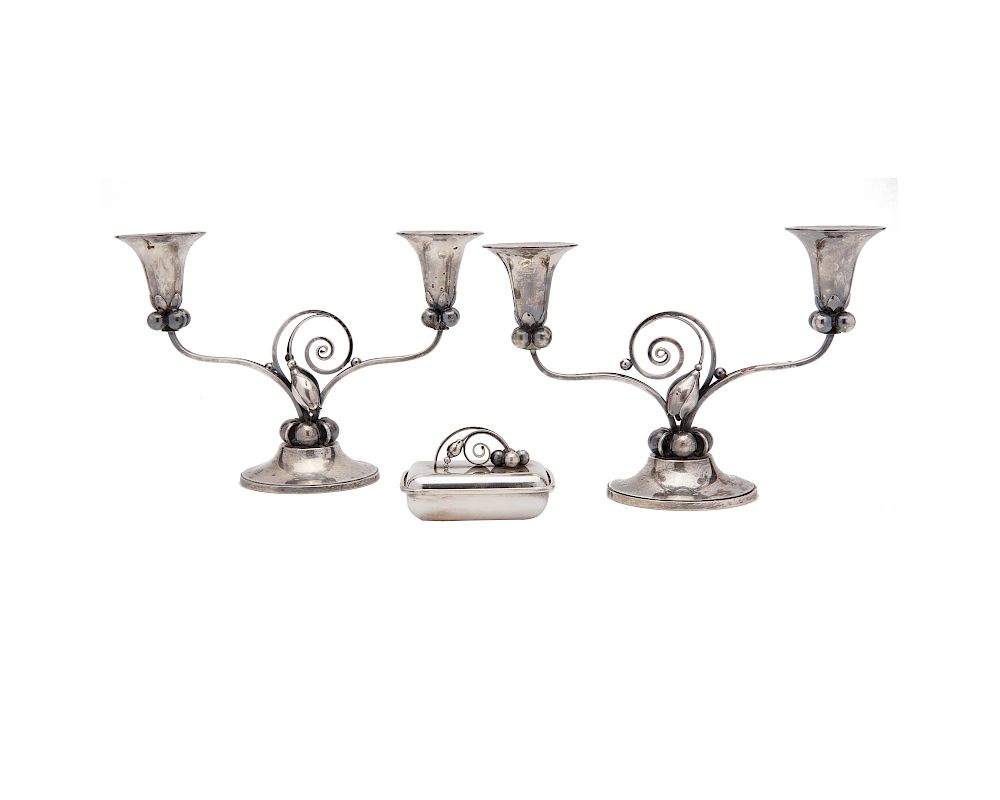 Appraisal: Pair of ALPHONSE LA PAGLIA International Silver Company Two Light