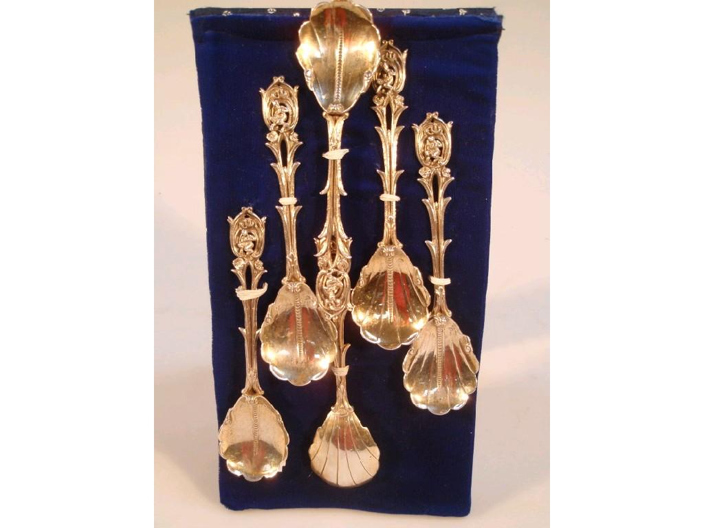 Appraisal: A set of six continental silver dessert spoons of ornate