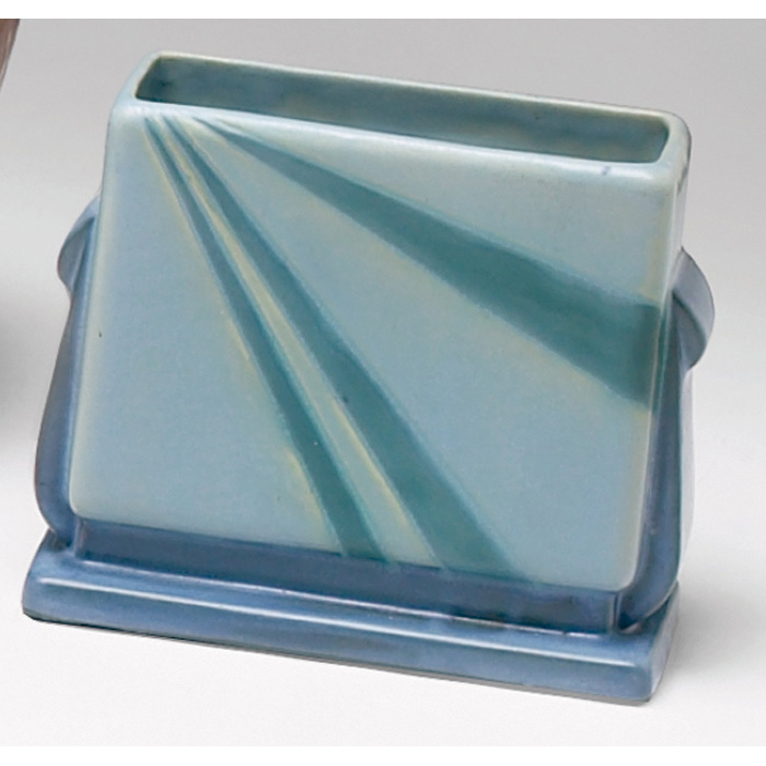 Appraisal: Roseville Futura vase rectangular shape in blue with a sun-ray