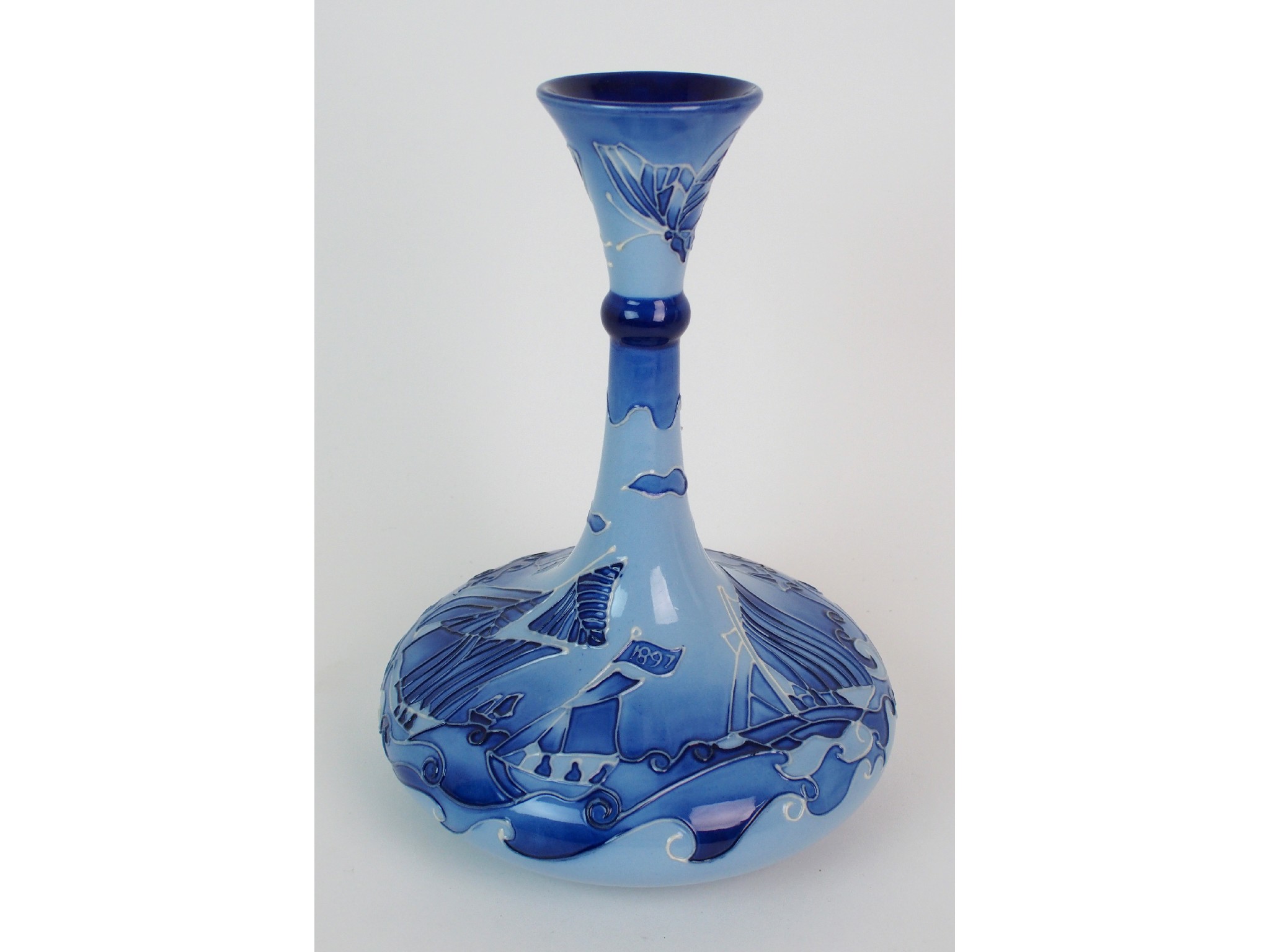 Appraisal: A Moorcroft Pottery Florian Yacht vase designed by Rachel Bichopcirca