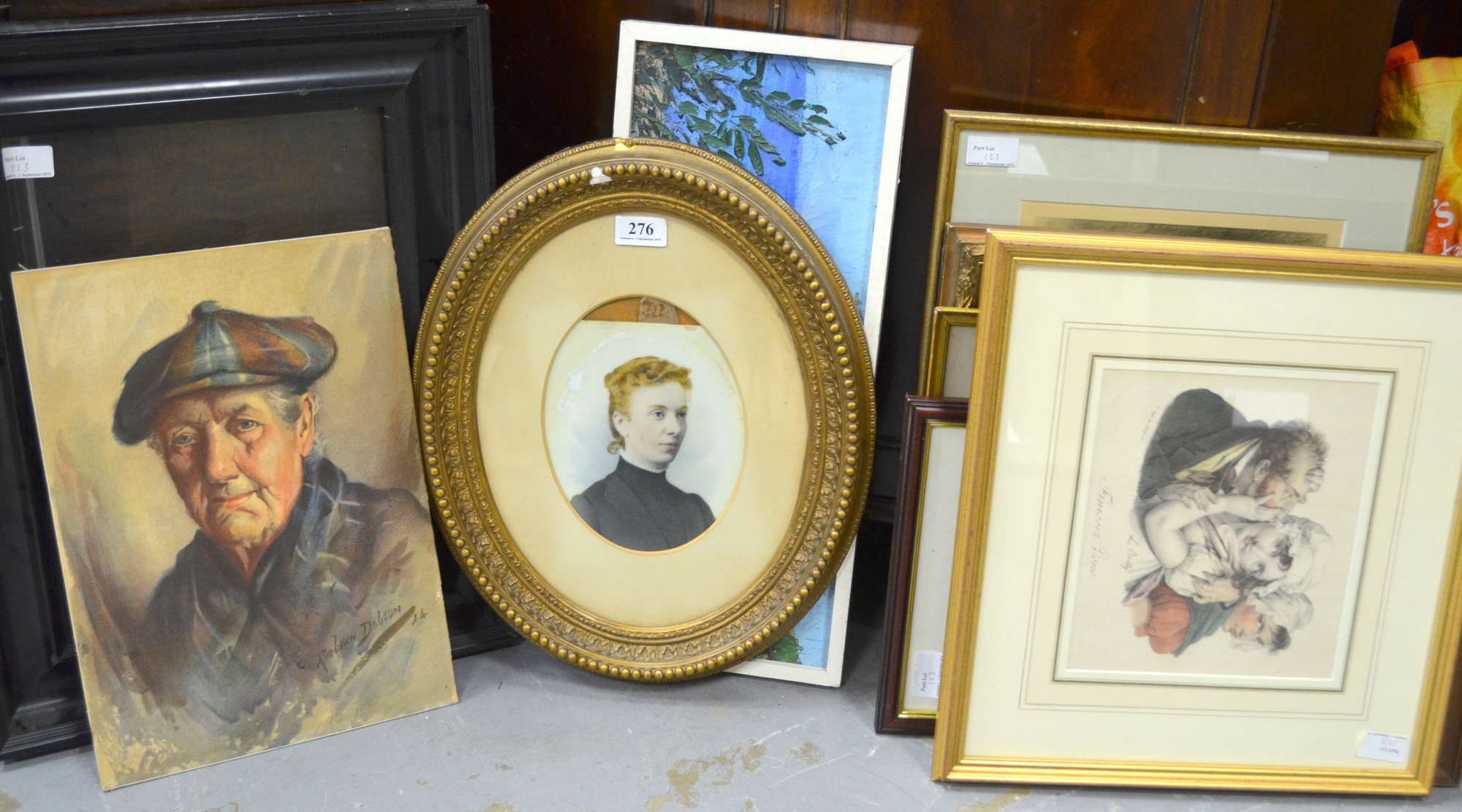 Appraisal: Various pictures including a pair of oval framed oil paintings