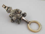 Appraisal: A late Victorian silver child's rattle with whistle eight bells