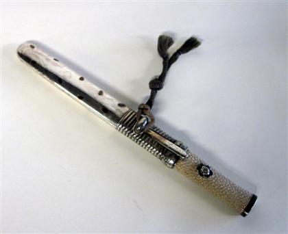 Appraisal: Japanese silver and mixed metal letter opener the scabbard inlaid