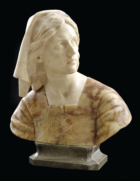 Appraisal: A COLOURED AND WHITE MARBLE BUST OF A WOMAN white