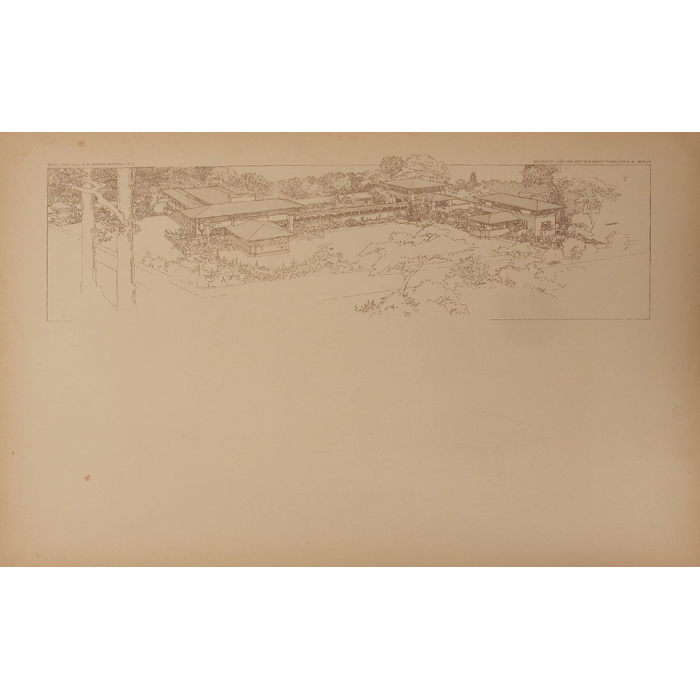 Appraisal: Frank Lloyd Wright Wasmuth print Plate XXXII with tissue overlay