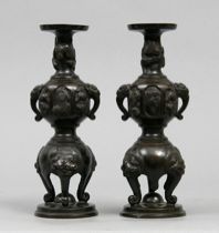 Appraisal: A Pair of late th Century Bronze Altar Pieces Probably