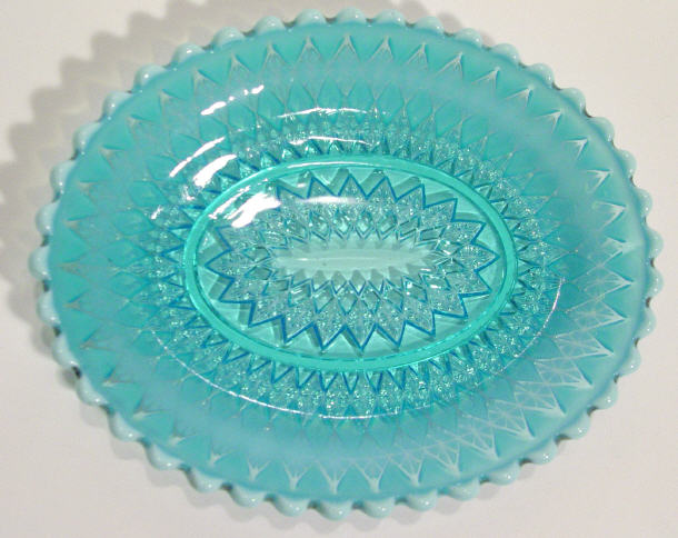 Appraisal: Victorian oval blue opaline cut glass dish cm in length