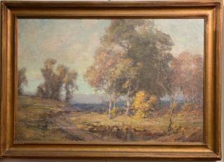 Appraisal: Frank Alfred Bicknell - oil on canvas Spring Landscape signed