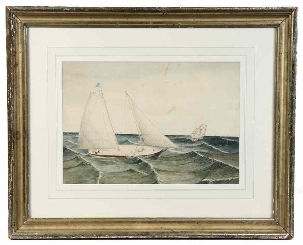 Appraisal: W C - Two Mast Ship with two men on