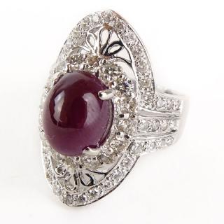 Appraisal: Approx Carat Cabochon Ruby Carat Round Brilliant Cut Diamond and