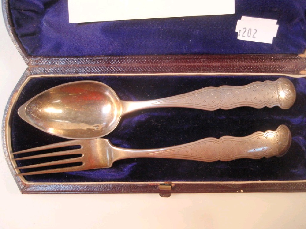 Appraisal: A cased continental silver spoon and fork set