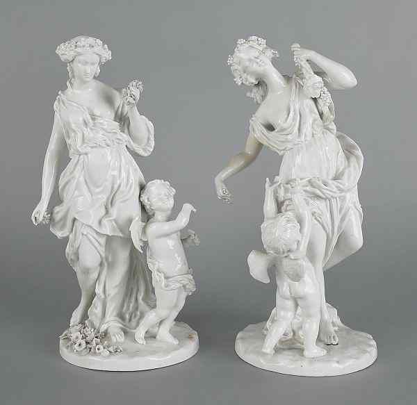 Appraisal: Pair of Meissen blanc de chine figures of maidens with