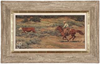 Appraisal: Bill Owen ''In Hot Pursuit'' cowboy on horseback chasing a