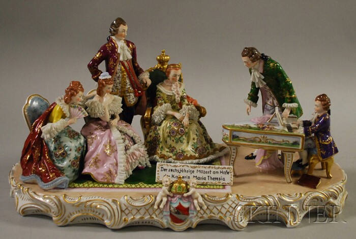 Appraisal: German Austrian Hand-painted Porcelain Figural Group Depicting Der sechsjahrige Mozart