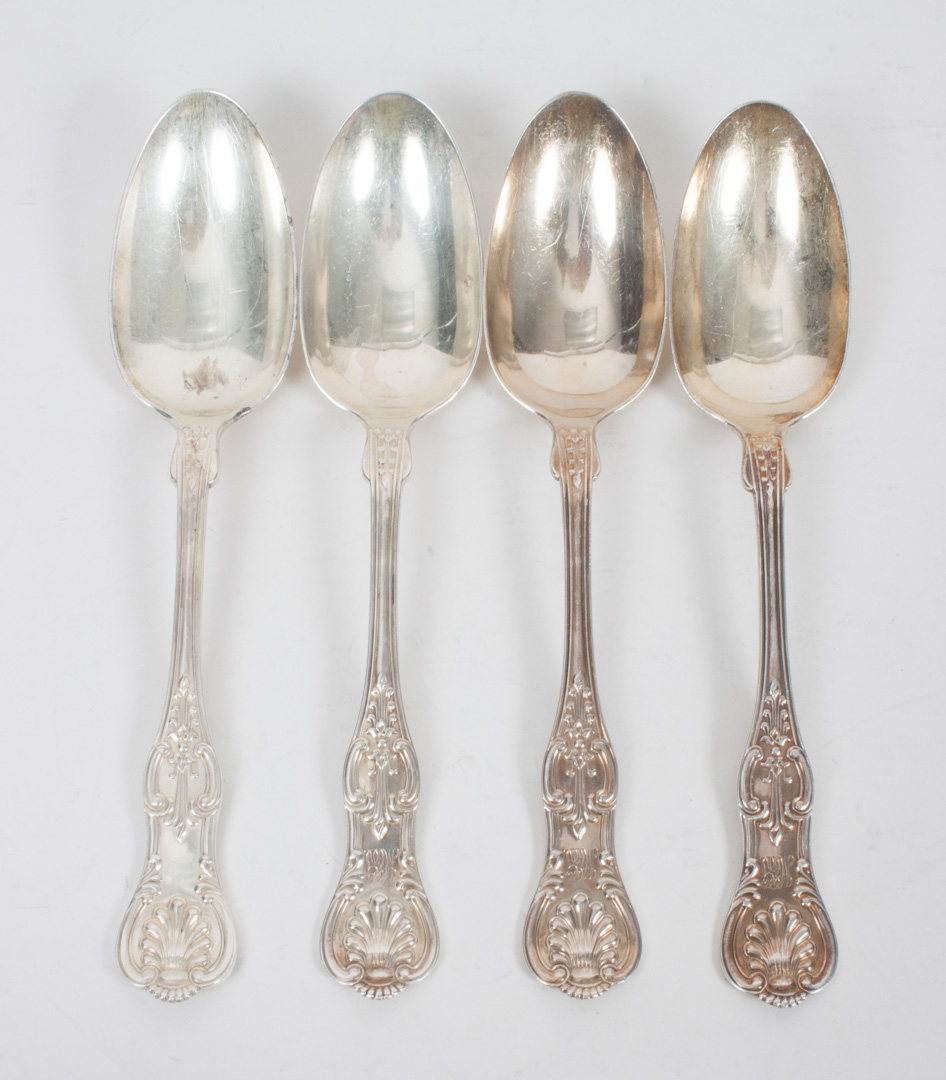 Appraisal: Four American sterling silver serving spoons mid- th century King's