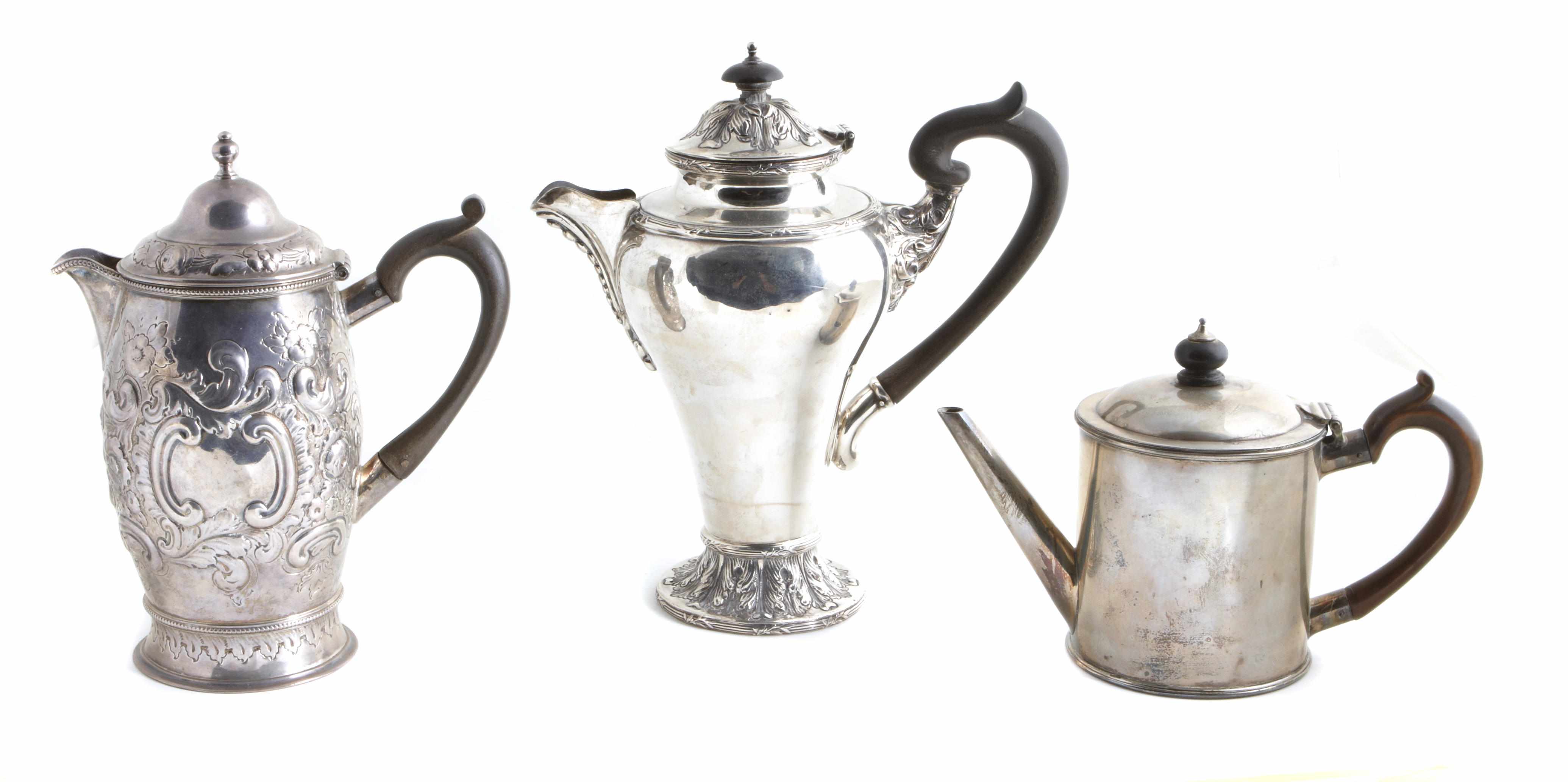 Appraisal: George III silver teapot with Victorian-Edward VII silver group of