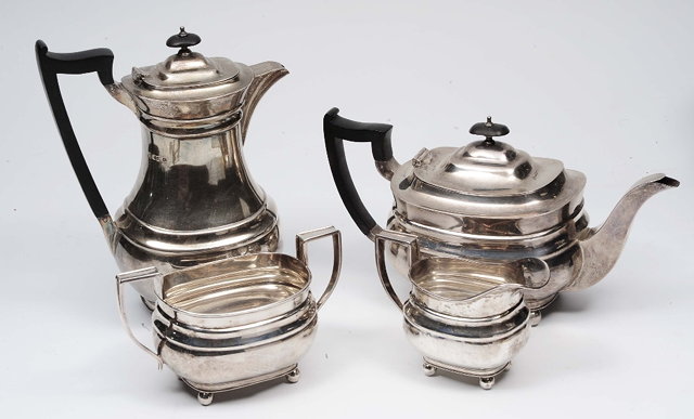 Appraisal: A silver three piece tea and coffee setof baluster form