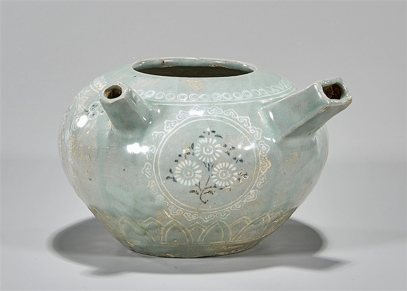 Appraisal: Korean celadon glazed ewer all over geometric and floral designs