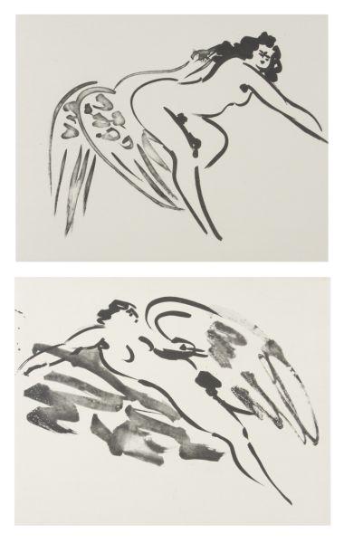 Appraisal: Two Drypoint Etchings by Reuben Nakian NY CT - on