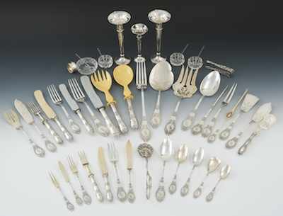 Appraisal: An Extensive German Silver with Gold Wash Imperial Cutlery Service