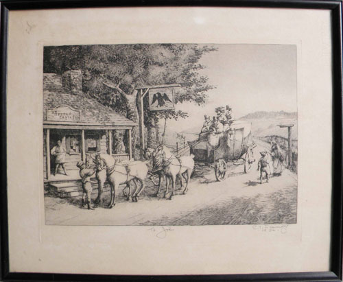 Appraisal: Engraved coach scene signed E T Scowartz x