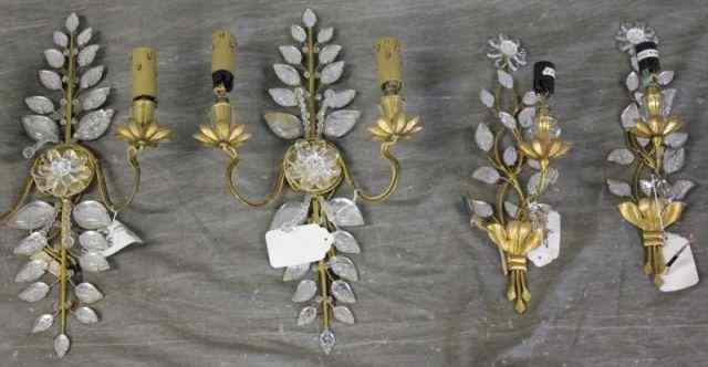 Appraisal: Two Pairs of Gilded Contemporary Bagues Sconces Includes two sconces