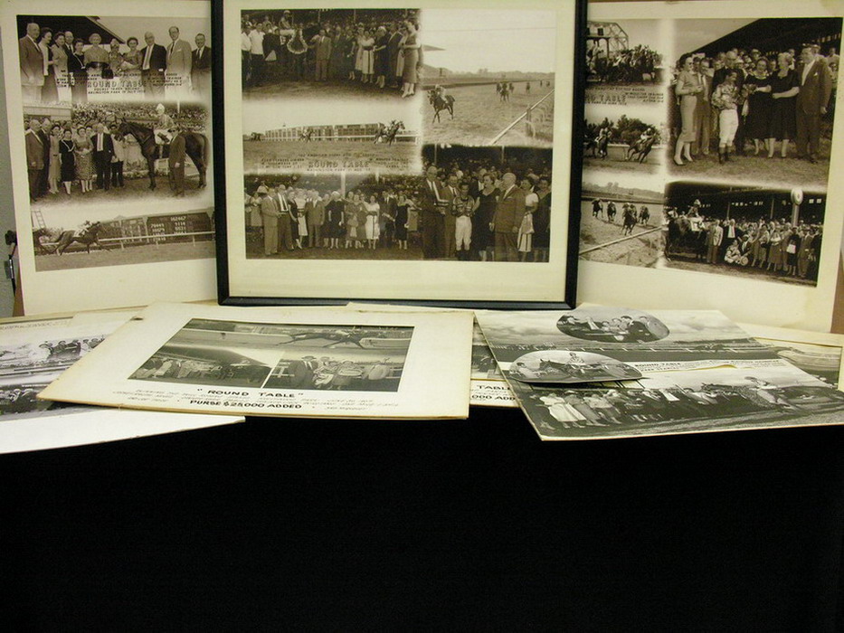 Appraisal: ORIGINAL HORSE RACING PHOTOS ROUND TABLE One frames all of