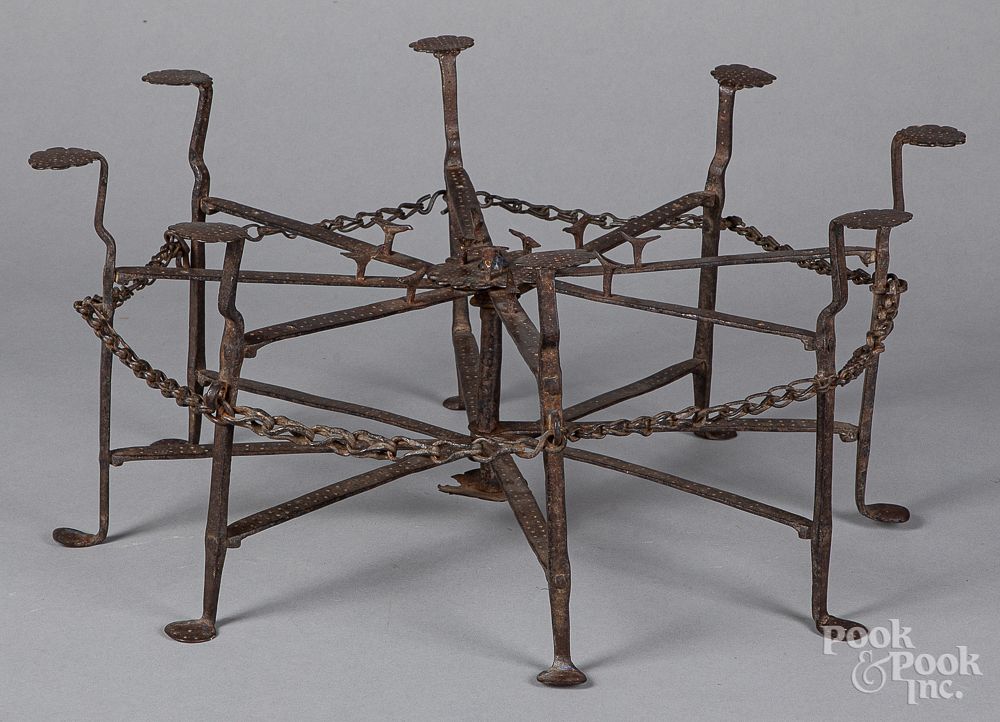 Appraisal: Large wrought iron trivet th c Large wrought iron trivet