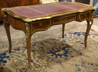 Appraisal: Louis XV style bureau plat Louis XV style ormolu mounted