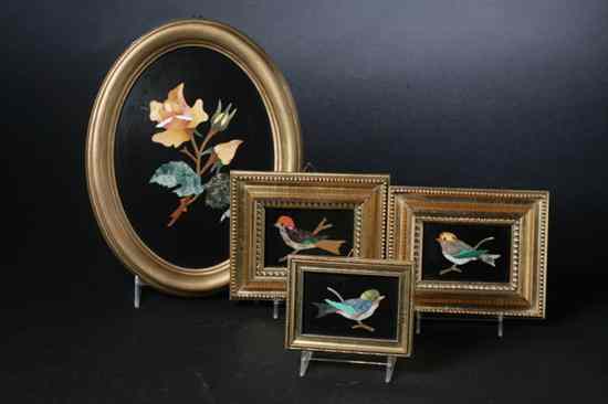 Appraisal: FOUR ITALIAN PIETRA DURA PLAQUES th century two with Firenze