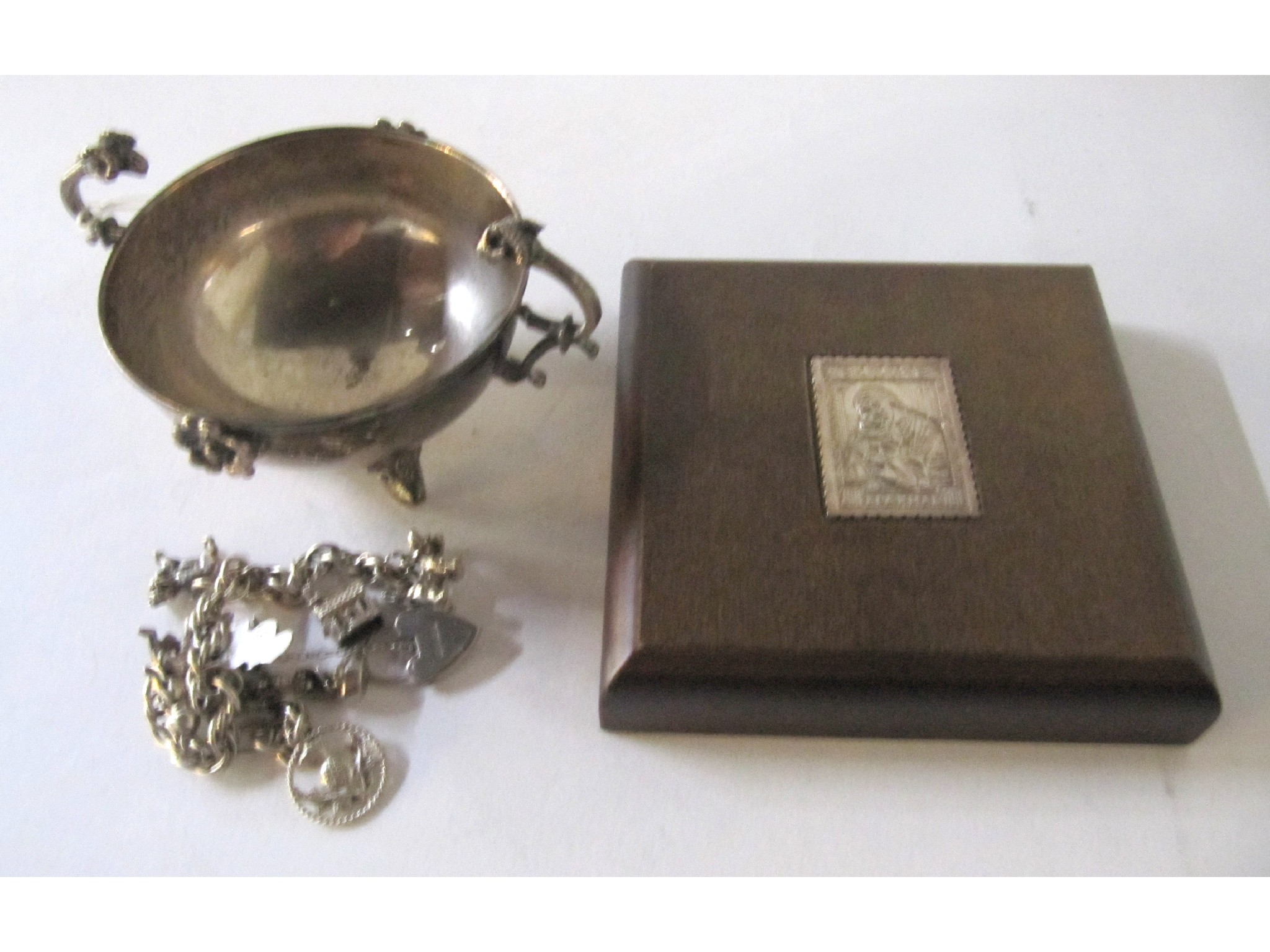 Appraisal: A lot comprising a Greek silver bowl a white metal