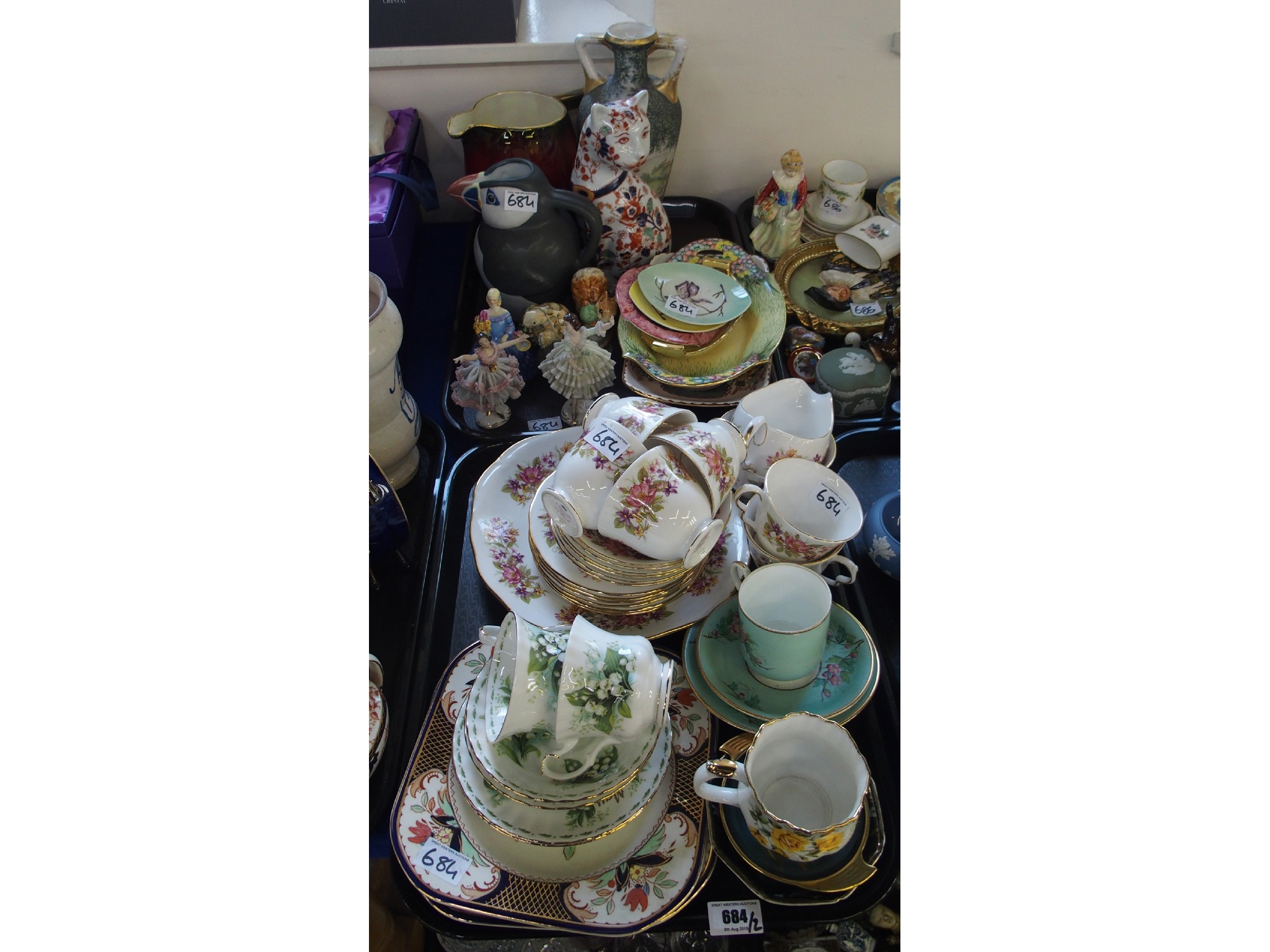 Appraisal: Two trays comprising Colclough tea set pair of Royal Albert