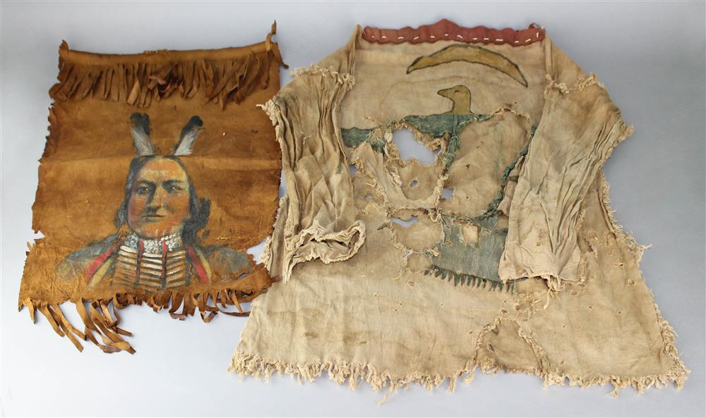 Appraisal: PAINTED CLOTH SHIRT AND PAINTED PORTRAIT OF A NATIVE AMERICAN