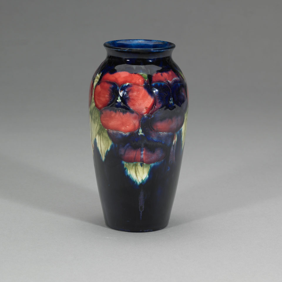 Appraisal: Moorcroft Pansy Vase c impressed marks remnants of circular paper