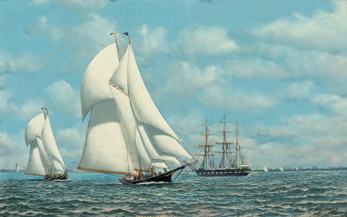 Appraisal: ANTONIO JACOBSEN American - Tidal Wave and Dreadnought oil on